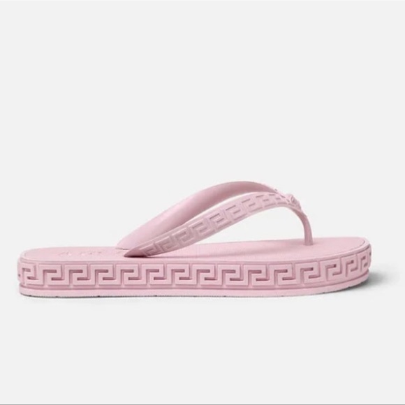 VERSACE Pink Grecian Medusa Logo Platform Beachy Pool Sandals Slides 6 35 36 - Picture 2 of 14